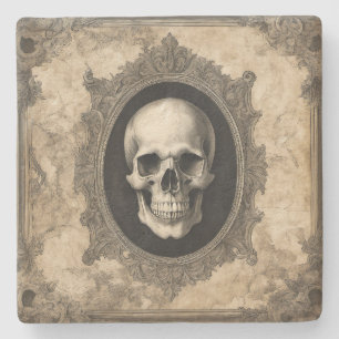 Vintage Gothic Skull Stone Coaster