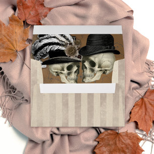 Vintage Gothic Skulls in Hats Halloween Envelope