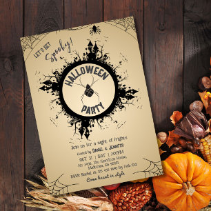 Vintage Gothic Spider Web Halloween party Invitation