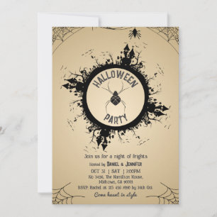 Vintage Gothic Spider Web Halloween party Invitation