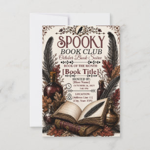 Vintage Gothic Spooky Book Club Halloween RSVP Card