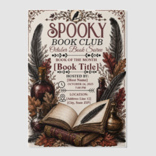 Vintage Gothic Spooky Book Club Halloween Vellum Invitations