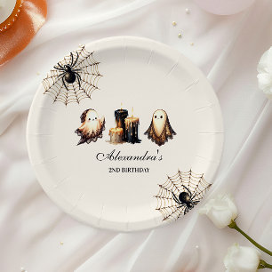 Vintage Gothic Spooky Halloween 2nd Birthday Paper Plate