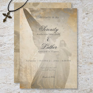 Vintage Gothic Stone Angel Wedding Invitation