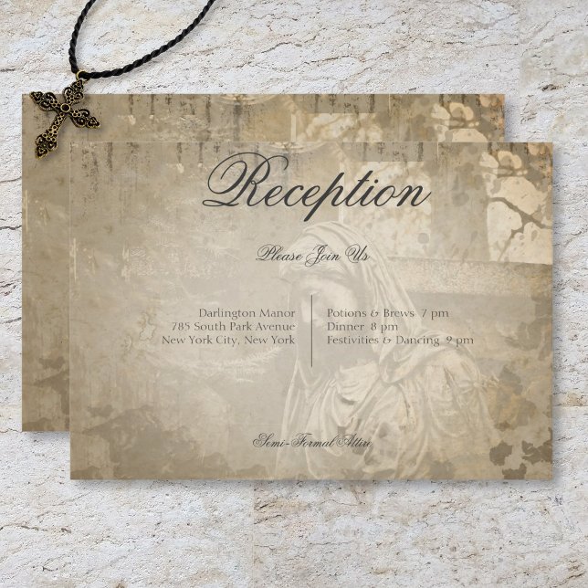 Vintage Gothic Stone Angel Wedding Reception Enclosure Card (Vintage Gothic Stone Angel Wedding Reception Enclosure Card)