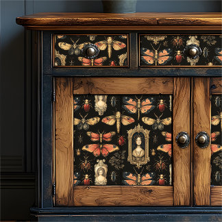 Vintage Gothic Victorian Cameo Women Moths Beetles Tissue Paper