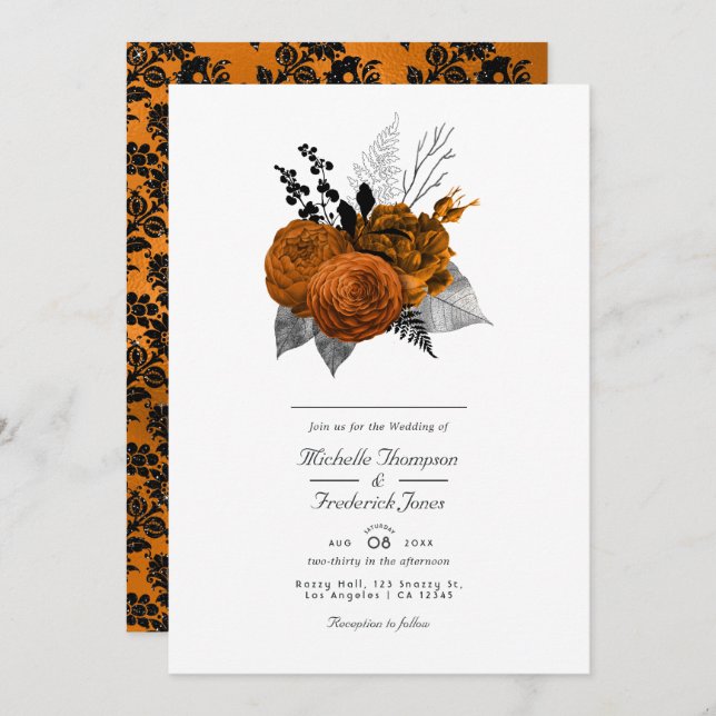 Vintage Gothic Wedding Invitation (Front/Back)