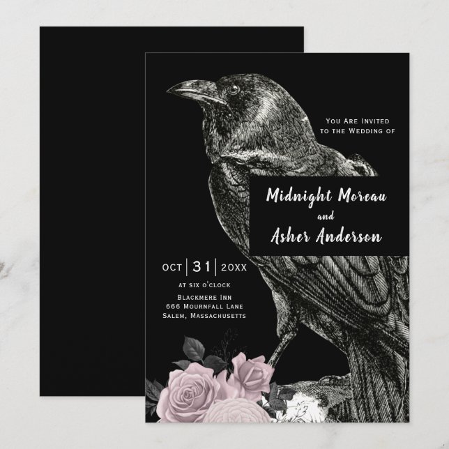 Vintage Gothic Wedding Invitation (Front/Back)