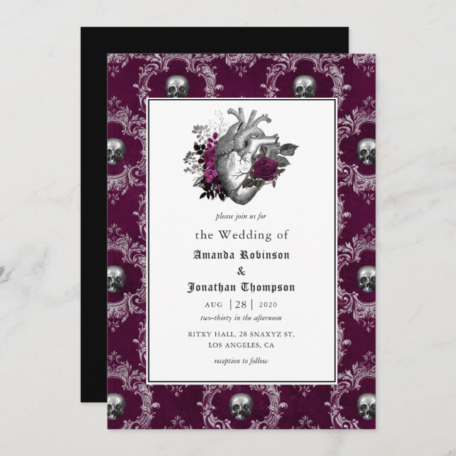 Vintage Gothic Wedding Invitation (Front/Back)