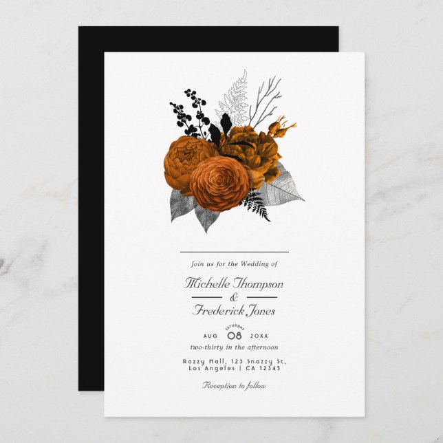 Vintage Gothic Wedding Invitation (Front/Back)