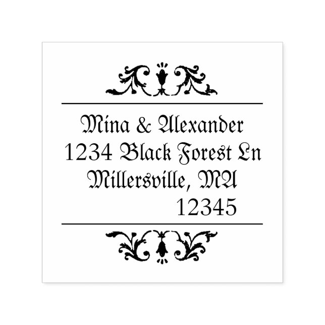 Vintage Gothic Wedding Ornate Self-inking Stamp (Design)