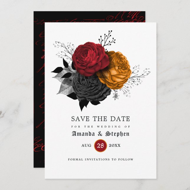 Vintage Gothic Wedding Save The Date (Front/Back)