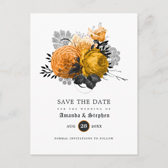 Vintage Gothic Wedding Save the Date Postcard (Front)
