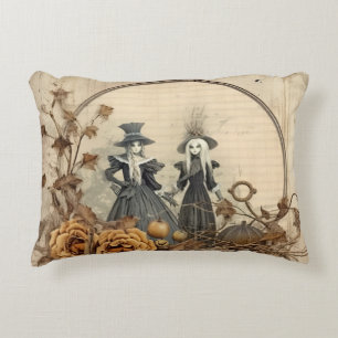 Vintage Gothic Witches Autumn Parchment Decorative Cushion