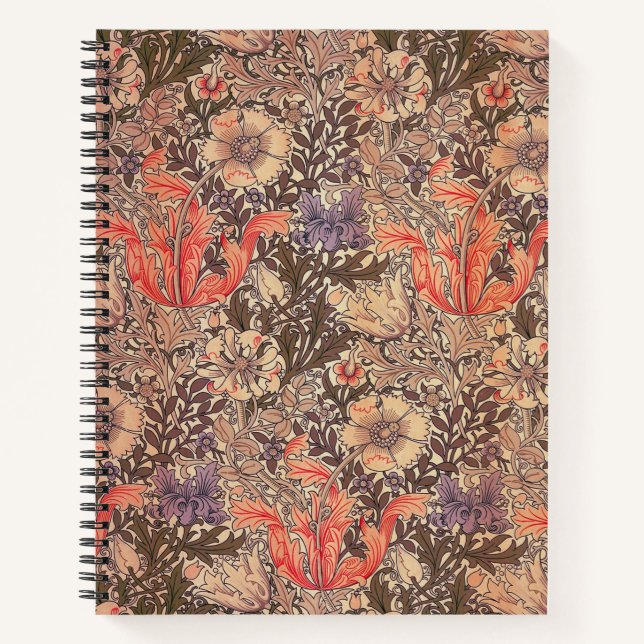 Vintage Graceful Floral Print Notebook (Front)