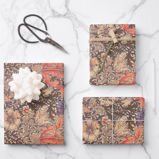 Vintage Graceful Floral Print Wrapping Paper Sheet (Front)