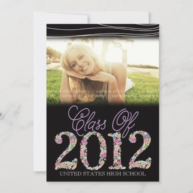 Vintage Graduate Class of 2012 Black & Pink Invite (Front)