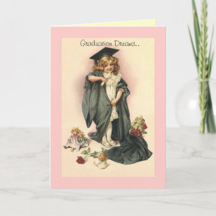 Vintage Graduation Congratulations Roses cap gown Card