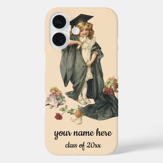 Vintage Graduation, Girl Wearing a Cap and Gown Case-Mate iPhone Case (Back)