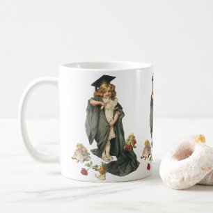 Vintage Graduation, Girl Wearing a Cap and Gown Coffee Mug