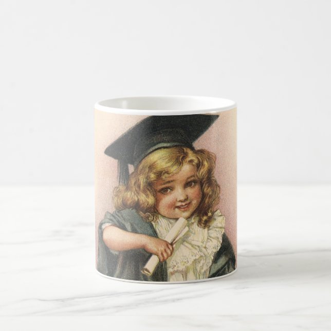 Vintage Graduation, Girl Wearing a Cap and Gown Coffee Mug (Center)