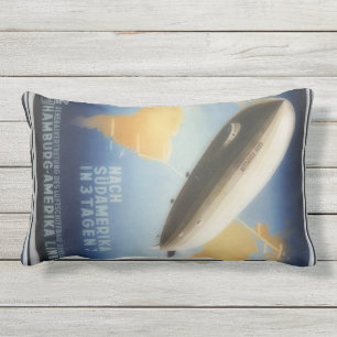 Vintage Graf Zeppelin travel poster Outdoor Cushion