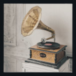 Vintage Gramophone Record Player - Antique Music  Faux Canvas Print<br><div class="desc">Capture the timeless elegance of a bygone era with this exquisite wall art print featuring an antique gramophone. This beautiful design showcases the classic record player with its distinctive horn and intricate details, making it a sophisticated focal point for any room. Ideal for music enthusiasts, history buffs, or those who...</div>