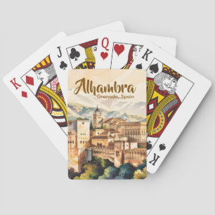 Vintage Granada Spain Alhambra Watercolor Travel Playing Cards