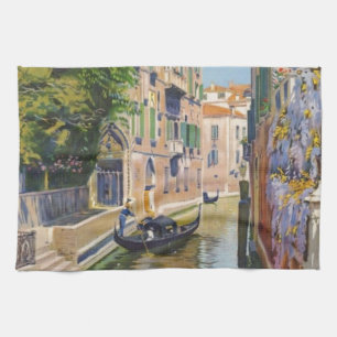 Vintage Grand Canal Gondolas Venice Italy Travel Tea Towel