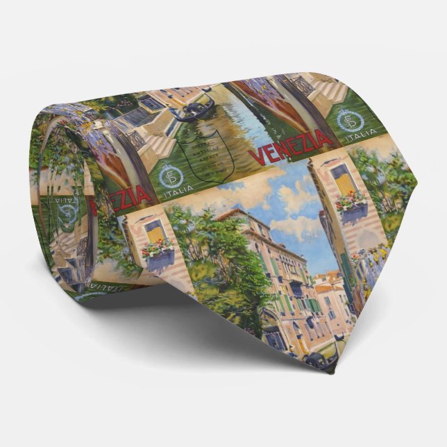 Vintage Grand Canal Gondolas Venice Italy Travel Tie (Rolled)