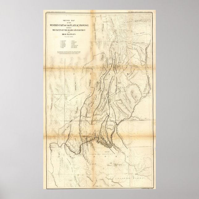 Vintage Grand Canon Map 1883 Poster (Front)