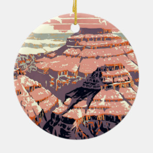 Vintage Grand Canyon National Park WPA Poster Art Ceramic Tree Decoration