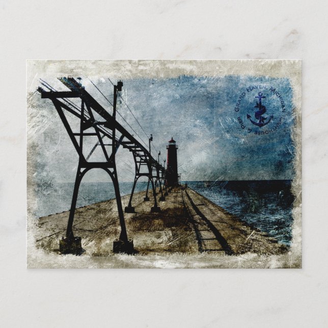 Vintage Grand Haven Lighthouse Postcard (Front)