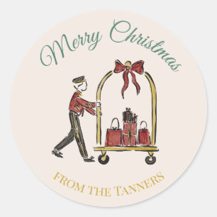 Vintage Grand Hotel Christmas Classic Round Sticker