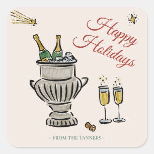 Vintage Grand Hotel Christmas Party Square Sticker