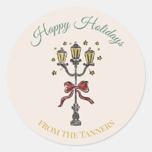 Vintage Grand Hotel Streetlamp Christmas Classic Round Sticker
