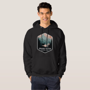 Vintage Grand Teton National Park Deer Mountains Hoodie