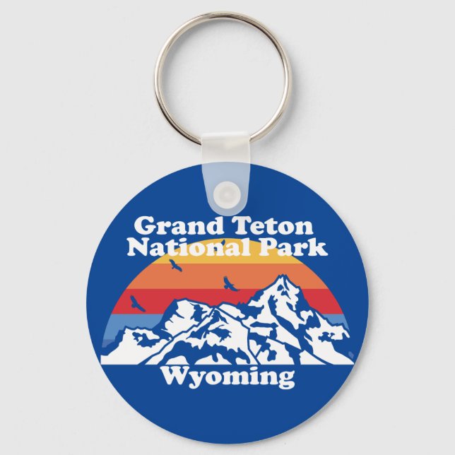 Vintage Grand Teton National Park  Key Ring (Front)