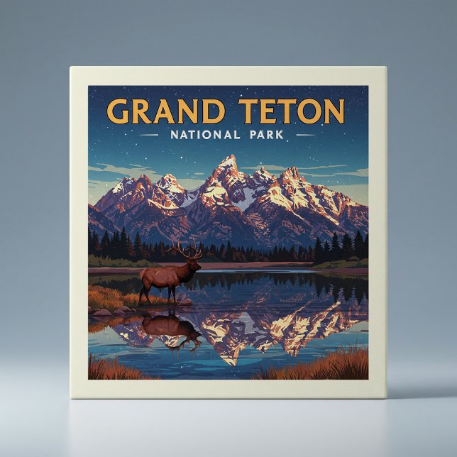  Vintage Grand Teton National Park Tile (Creator Uploaded)