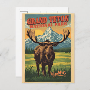vintage Grand Teton National Park Wyoming Retro Holiday Postcard