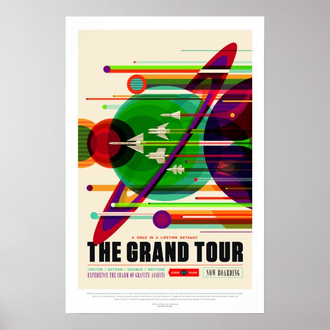 Vintage Grand Tour Solar System Travel Poster (Front)