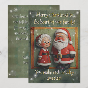 Vintage Grandma and Grandpa Christmas Greeting Holiday Card