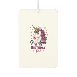 Vintage Grandma Of The Birthday Girl Unicorn Flora Car Air Freshener