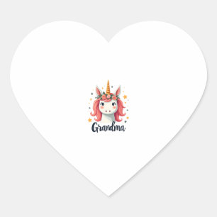 Vintage Grandma Unicorn Floral Crown Cute Magical  Heart Sticker