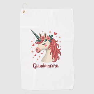 Vintage Grandmacorn Unicorn Floral Birthday Grandm Golf Towel