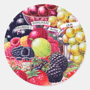 Vintage Grandma's Homemade Fruit Berry Jam Classic Round Sticker