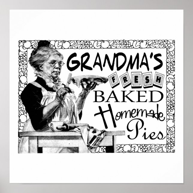 Vintage Grandma's Homemade Pies Gifts Poster (Front)