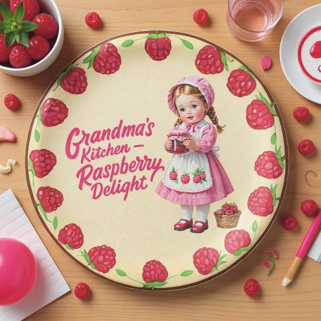 Vintage Grandma's Kitchen Raspberry Delight Paper Plate (Creator Uploaded)