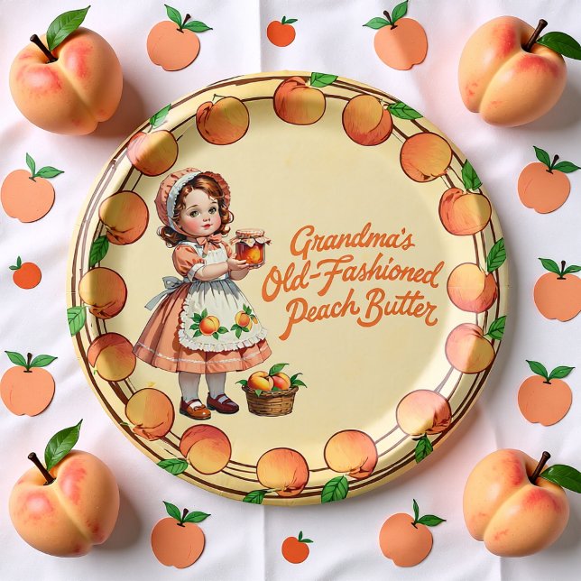 Vintage Grandma's Old-fashioned Peach Butter Paper Plate (Creator Uploaded)