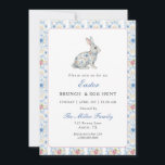 Vintage Grandmillenial Easter Bunny Brunch  Invitation<br><div class="desc">Elegant Grandmillenial style Pink and blue watercolor easter Bunny Easter Brunch Invitation</div>